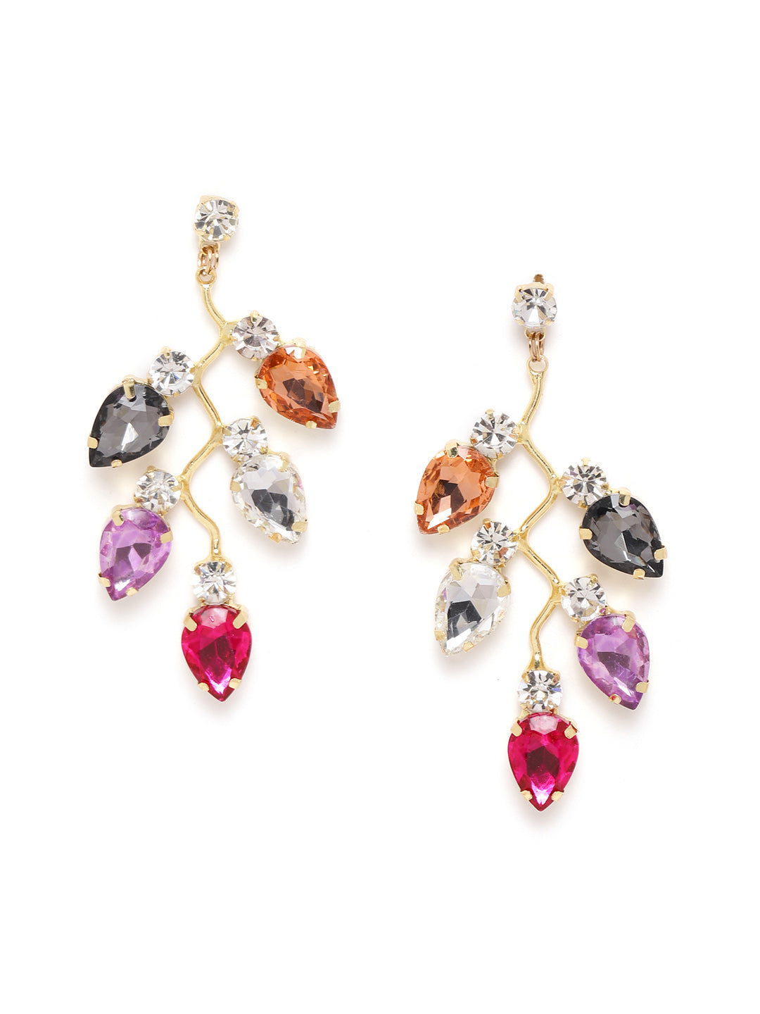 Blueberry multi crytal diamond stone embellished drop earring