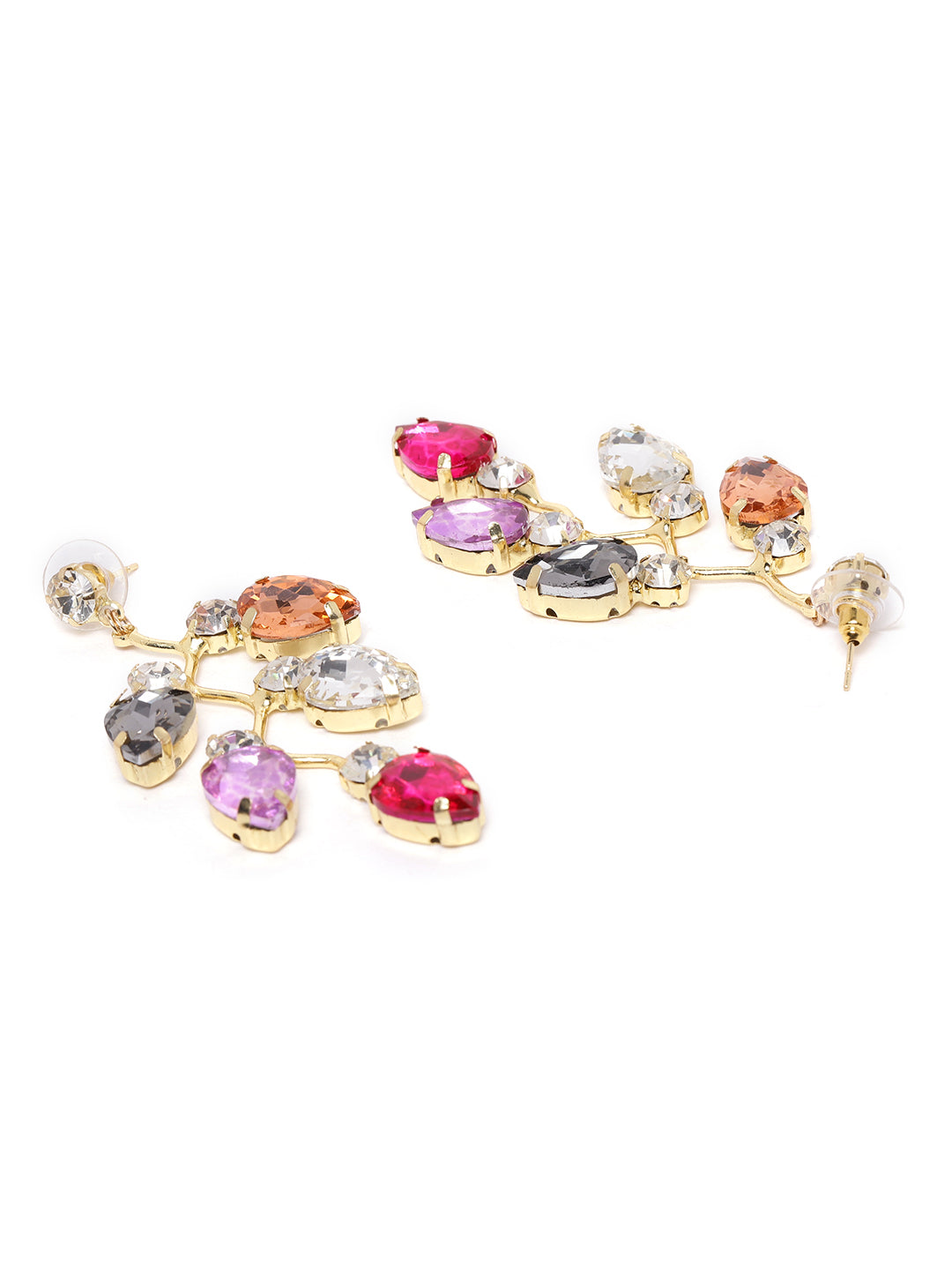 Blueberry multi crytal diamond stone embellished drop earring