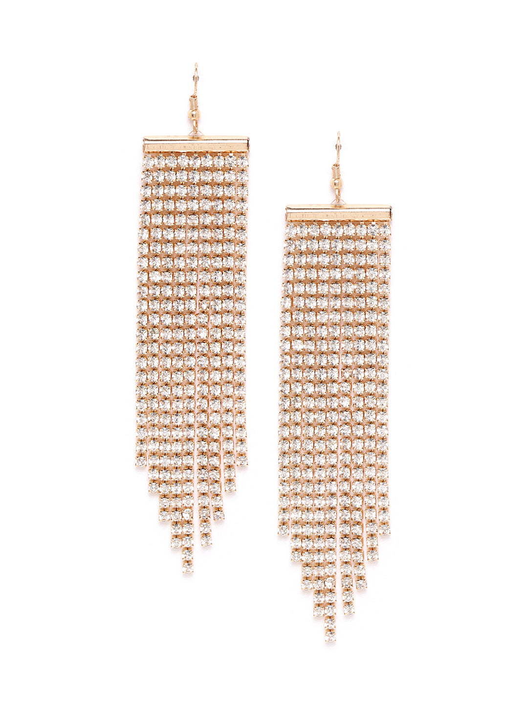 Blueberry crystal diamond emebllished gold plated drop earring