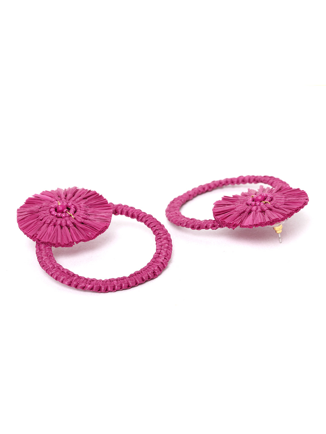 Blueberry pink raffia drop earring