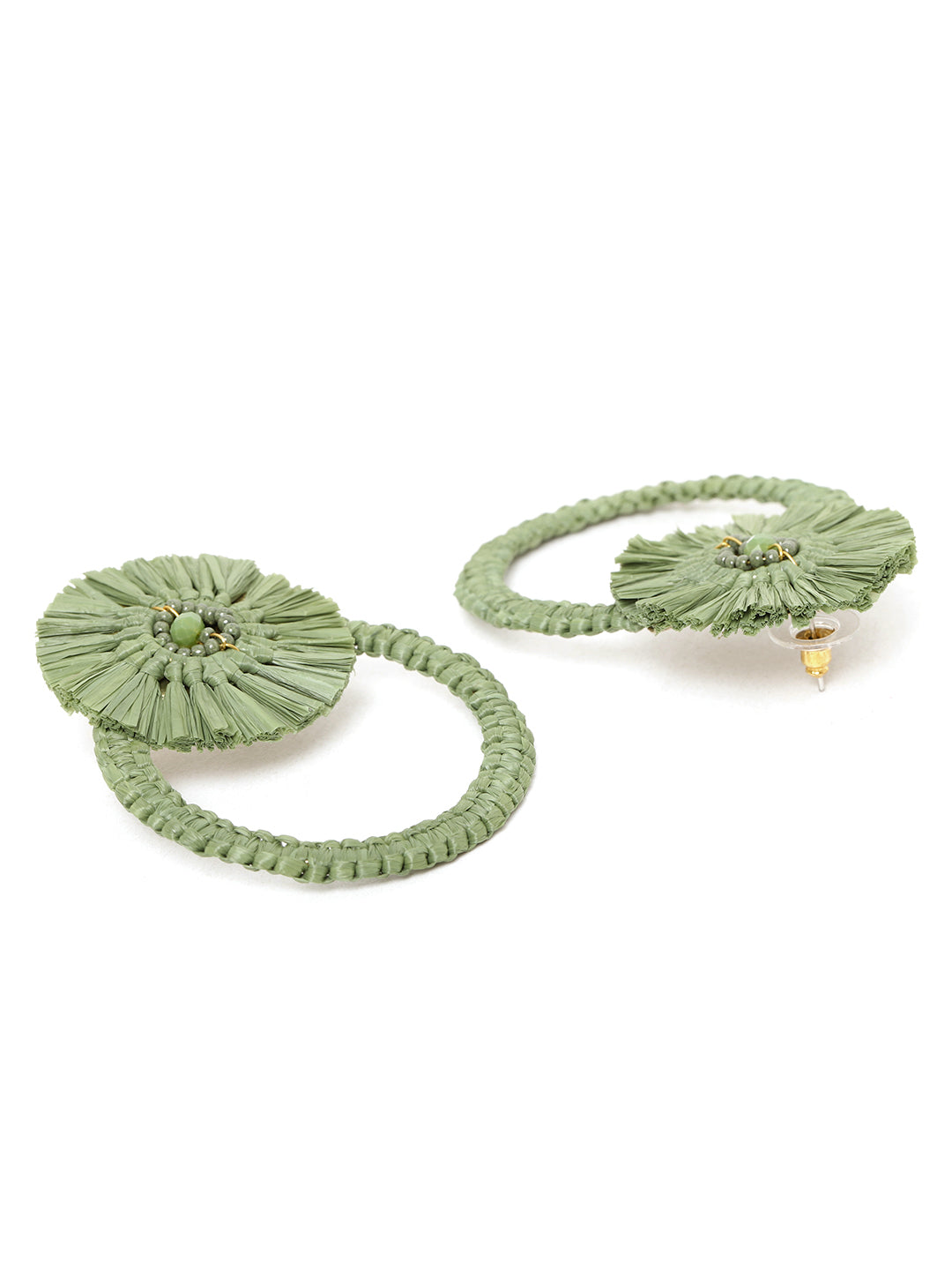 Blueberry green raffia drop earring