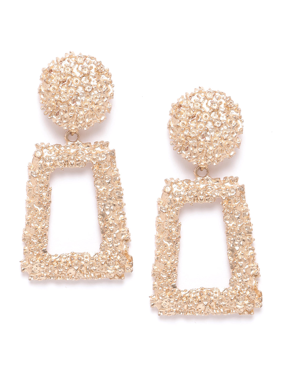 Blueberry gold plated square shape drop earring