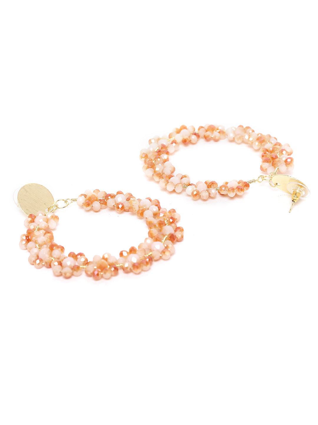Blueberry peach beaded detailing circular drop earring