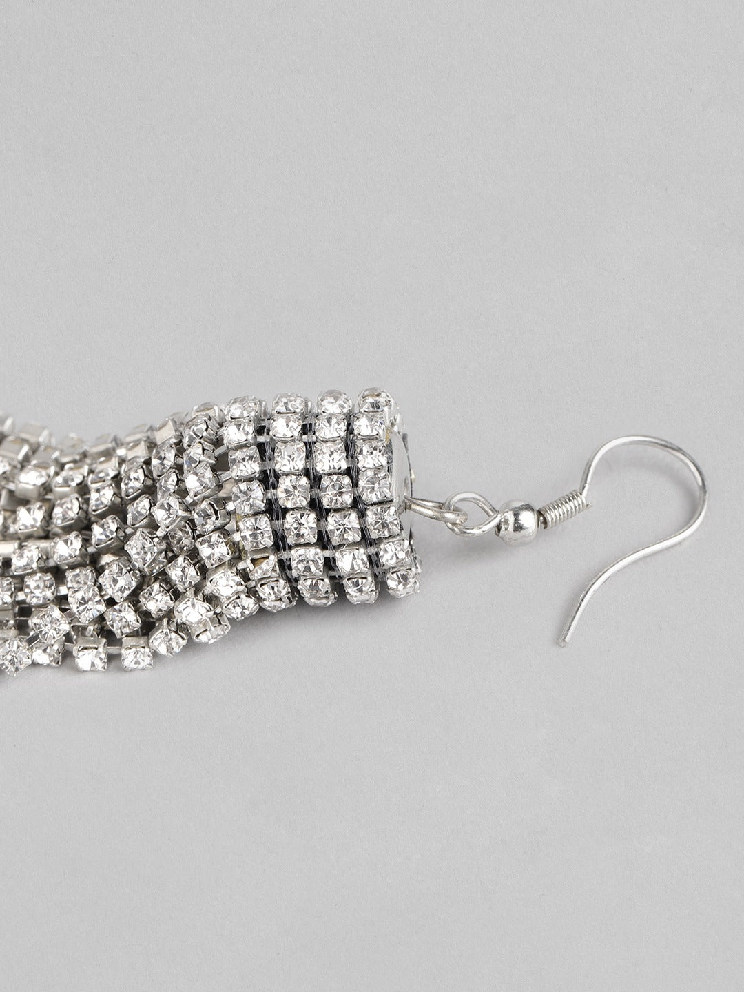 Blueberry silver crystal stone embellished drop earring