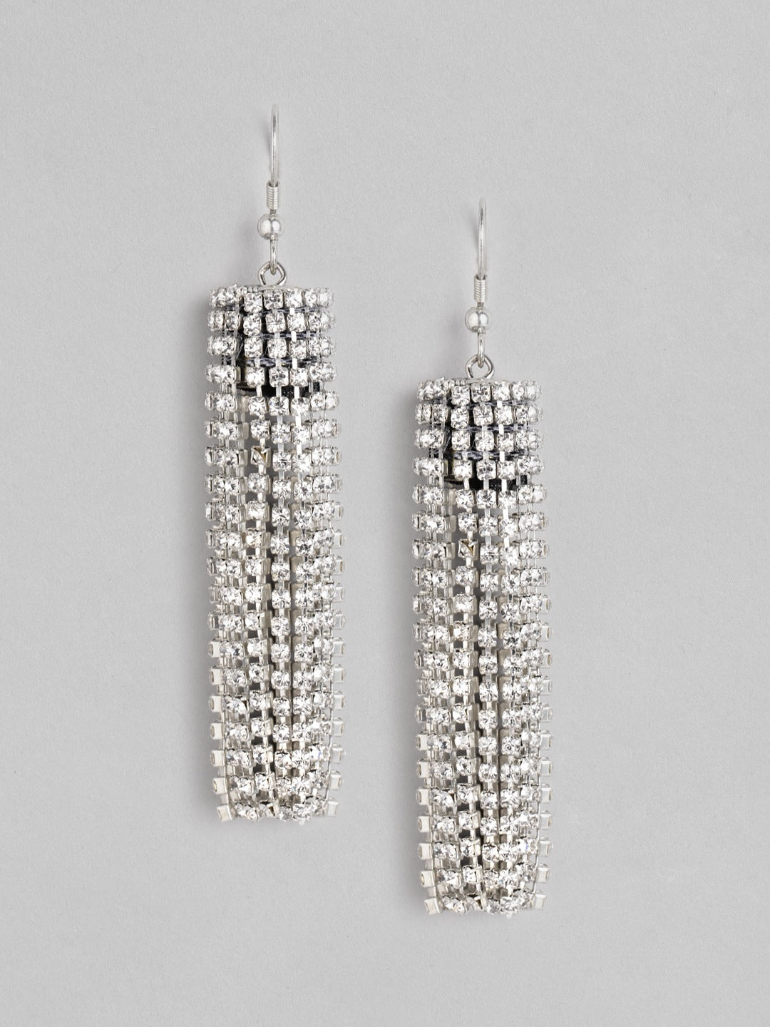 Blueberry silver crystal stone embellished drop earring