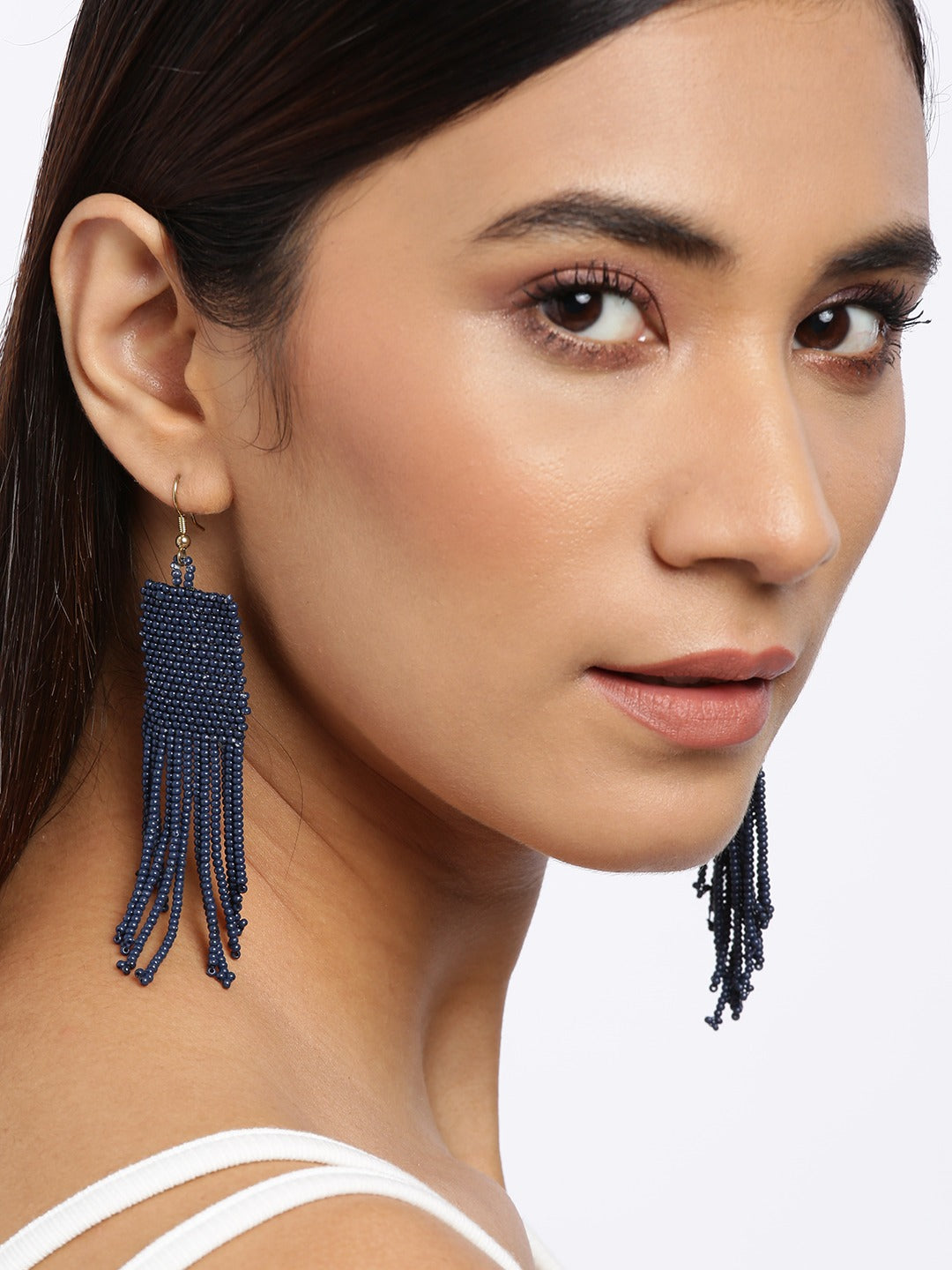 Blueberry navy blue beaded drop earring