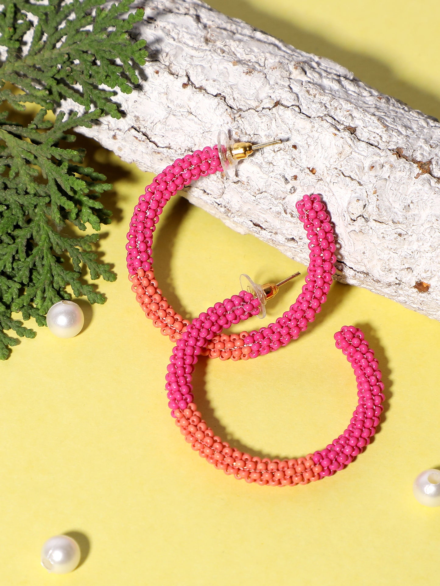 Blueberry multi beaded hoop earring