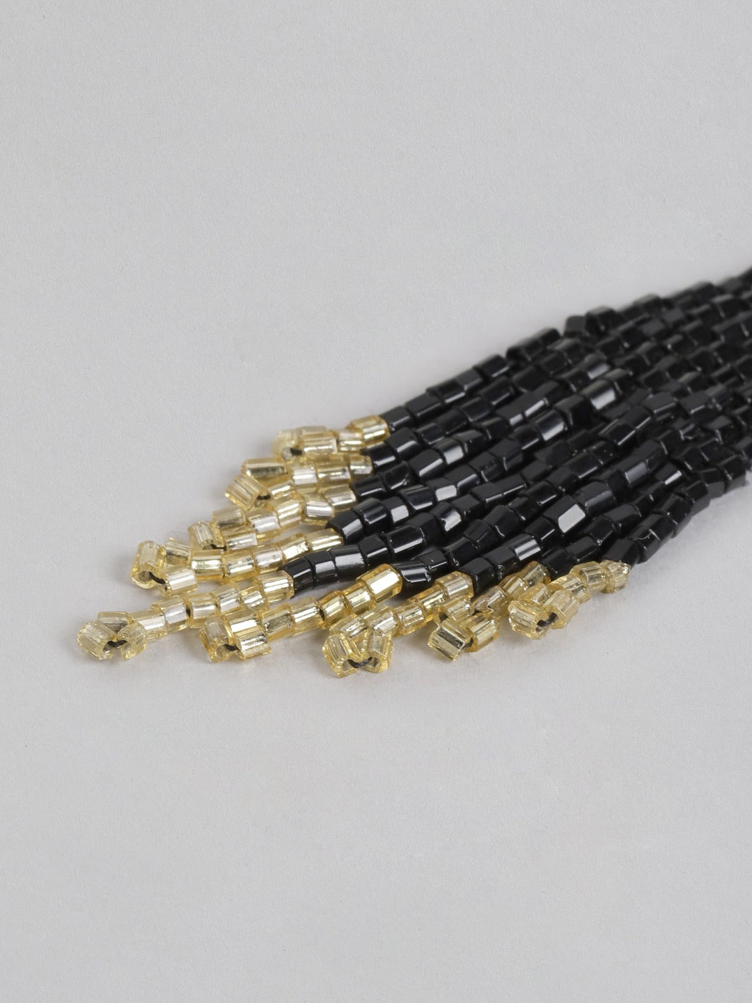 Blueberry black glass beaded drop earring