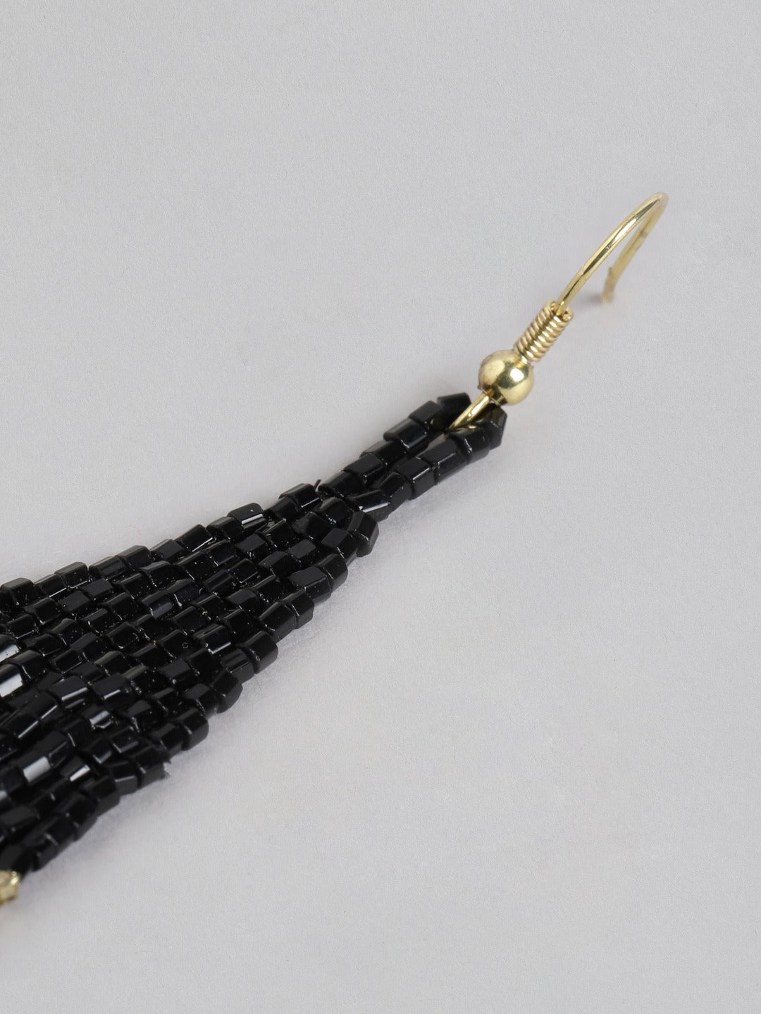 Blueberry black glass beaded drop earring