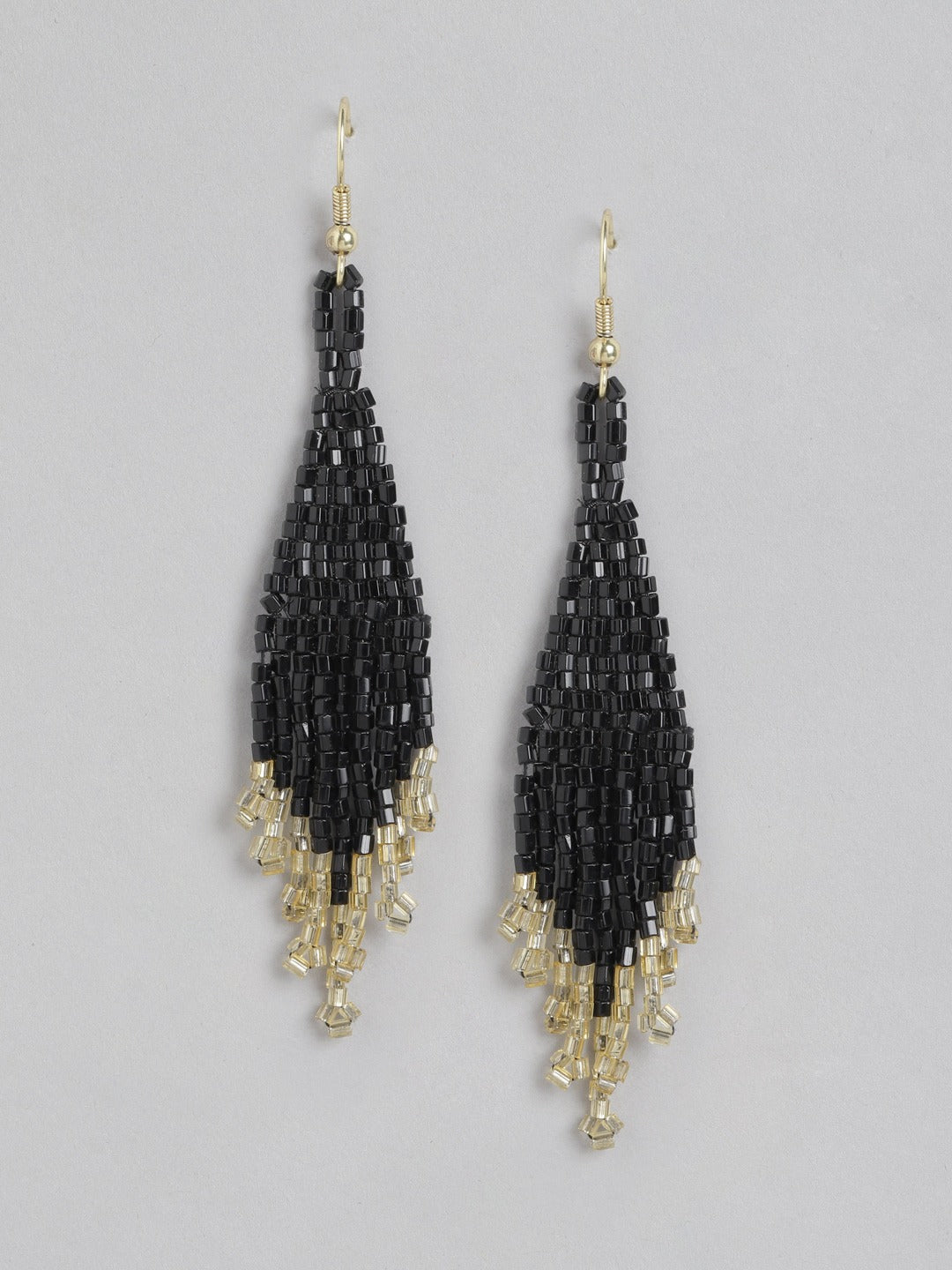 Blueberry black glass beaded drop earring