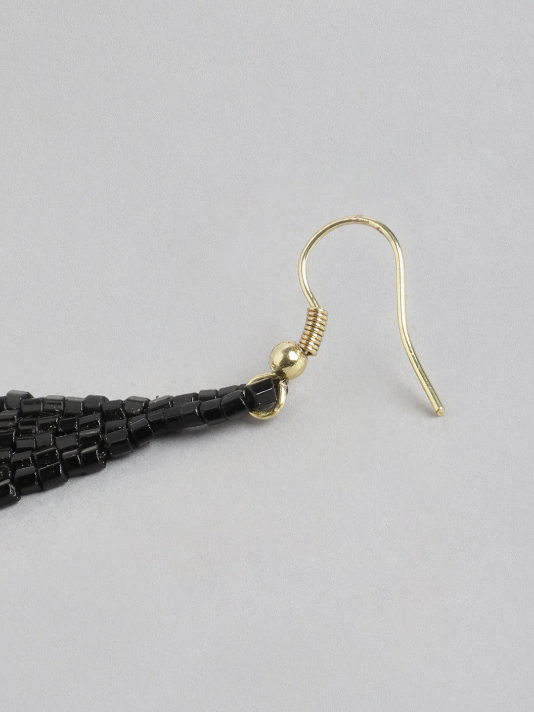 Blueberry black glass beaded drop earring