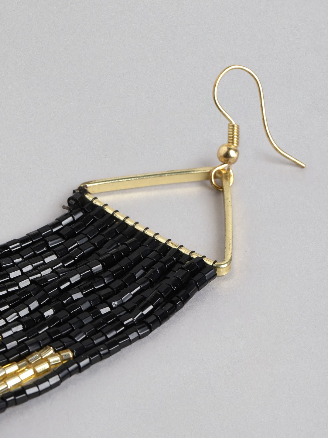 Blueberry black glass beaded drop earring