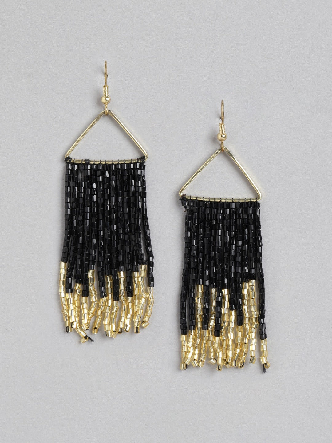 Blueberry black glass beaded drop earring