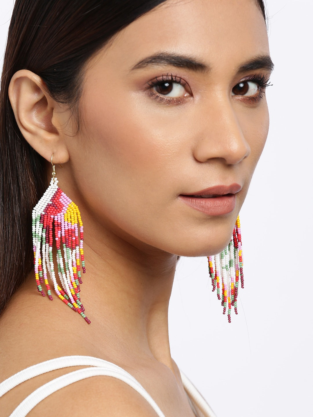 Blueberry multi beaded drop earring