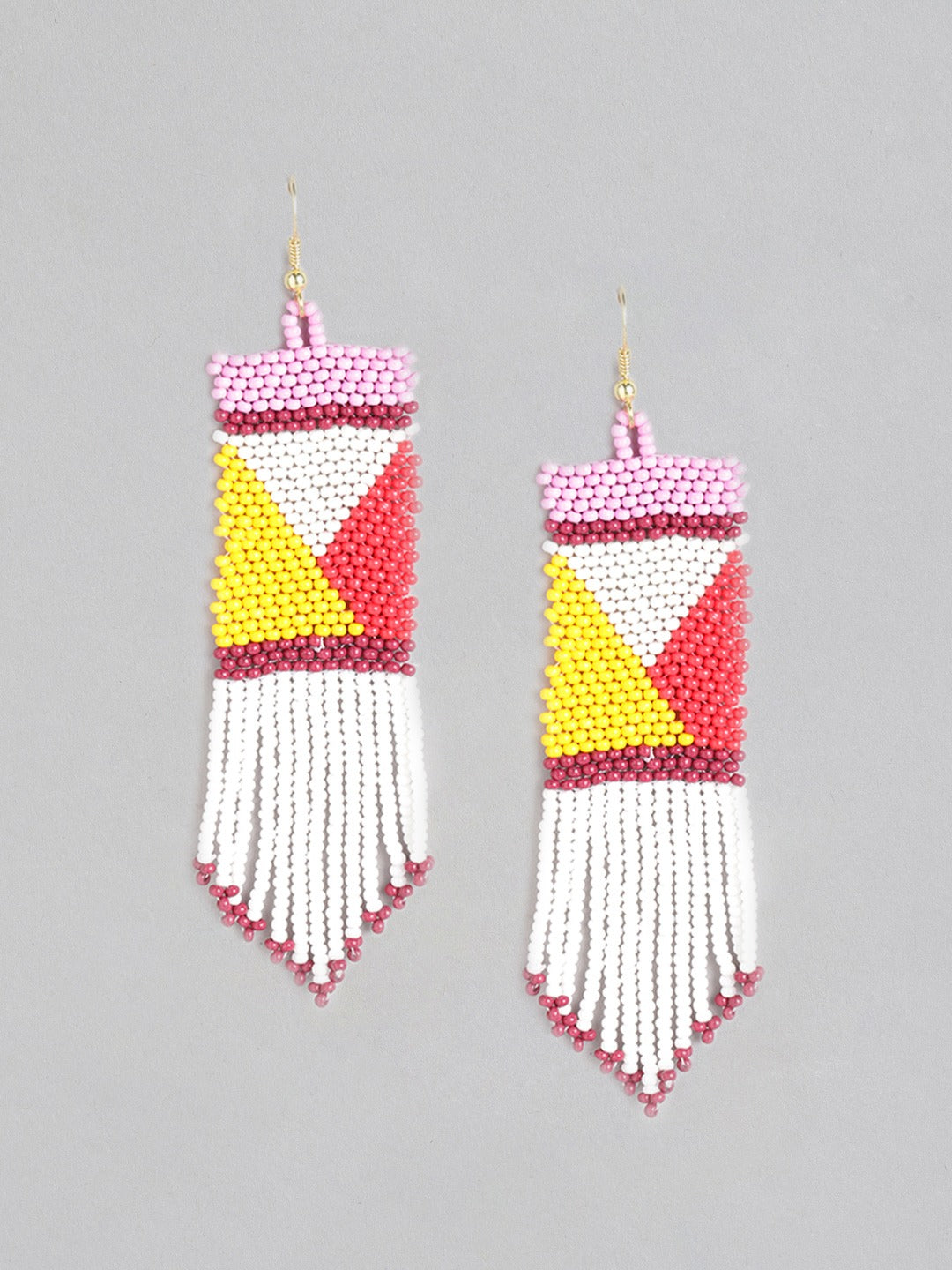 Blueberry multi beaded tassel drop earring