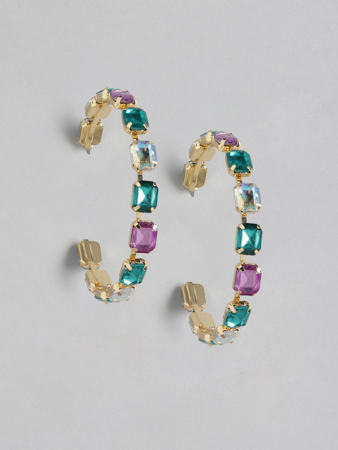 Blueberry multi stone embellished hoop earring