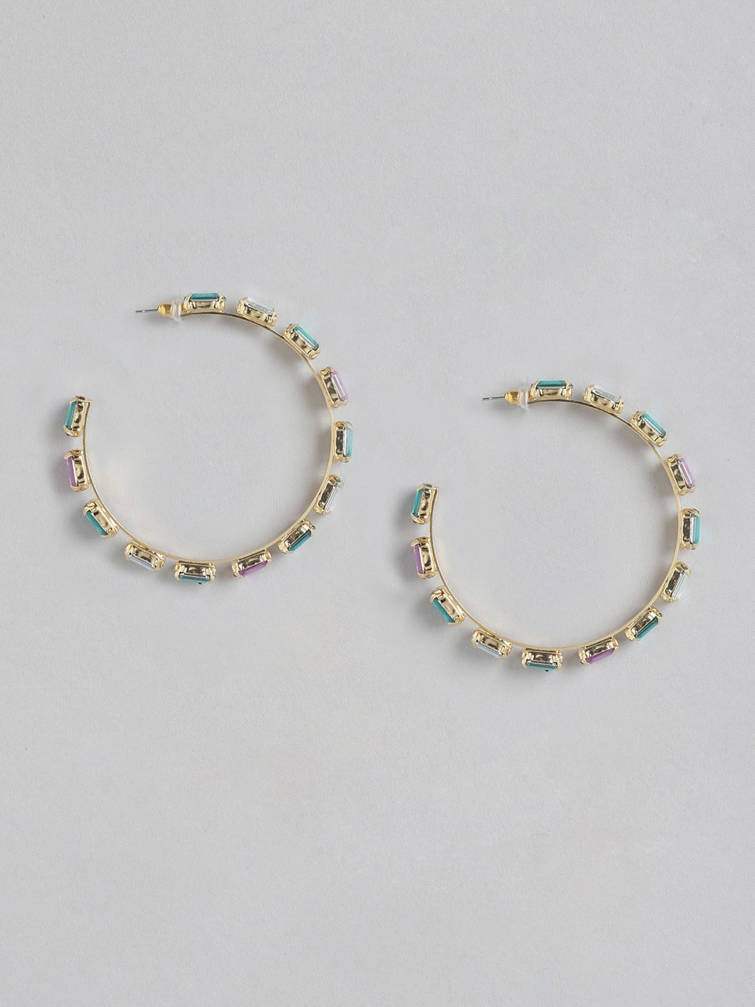 Blueberry multi stone embellished hoop earring