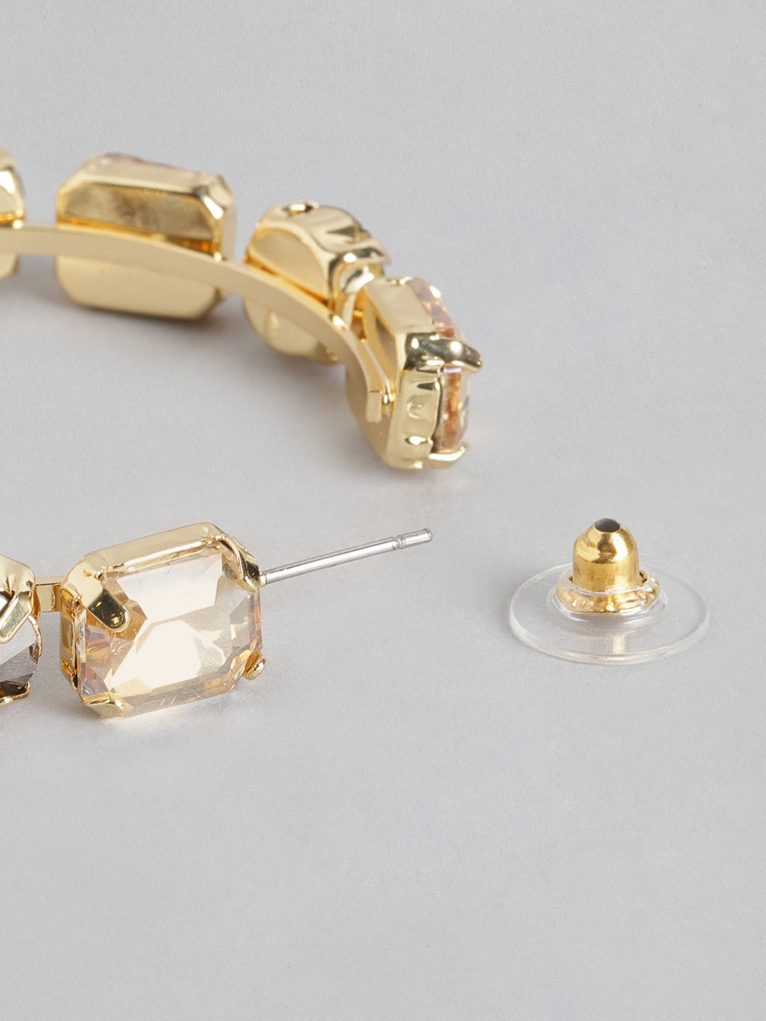 Blueberry gold and grey stone embellished hoop earring