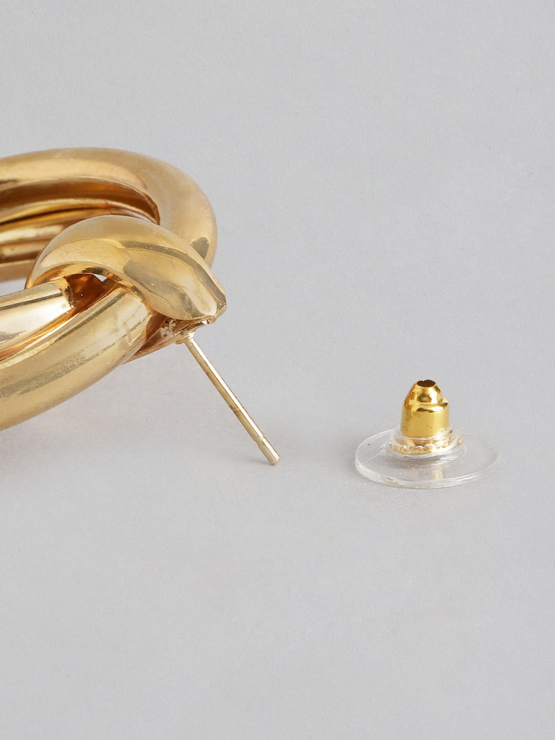 Blueberry gold pleated circular drop earring