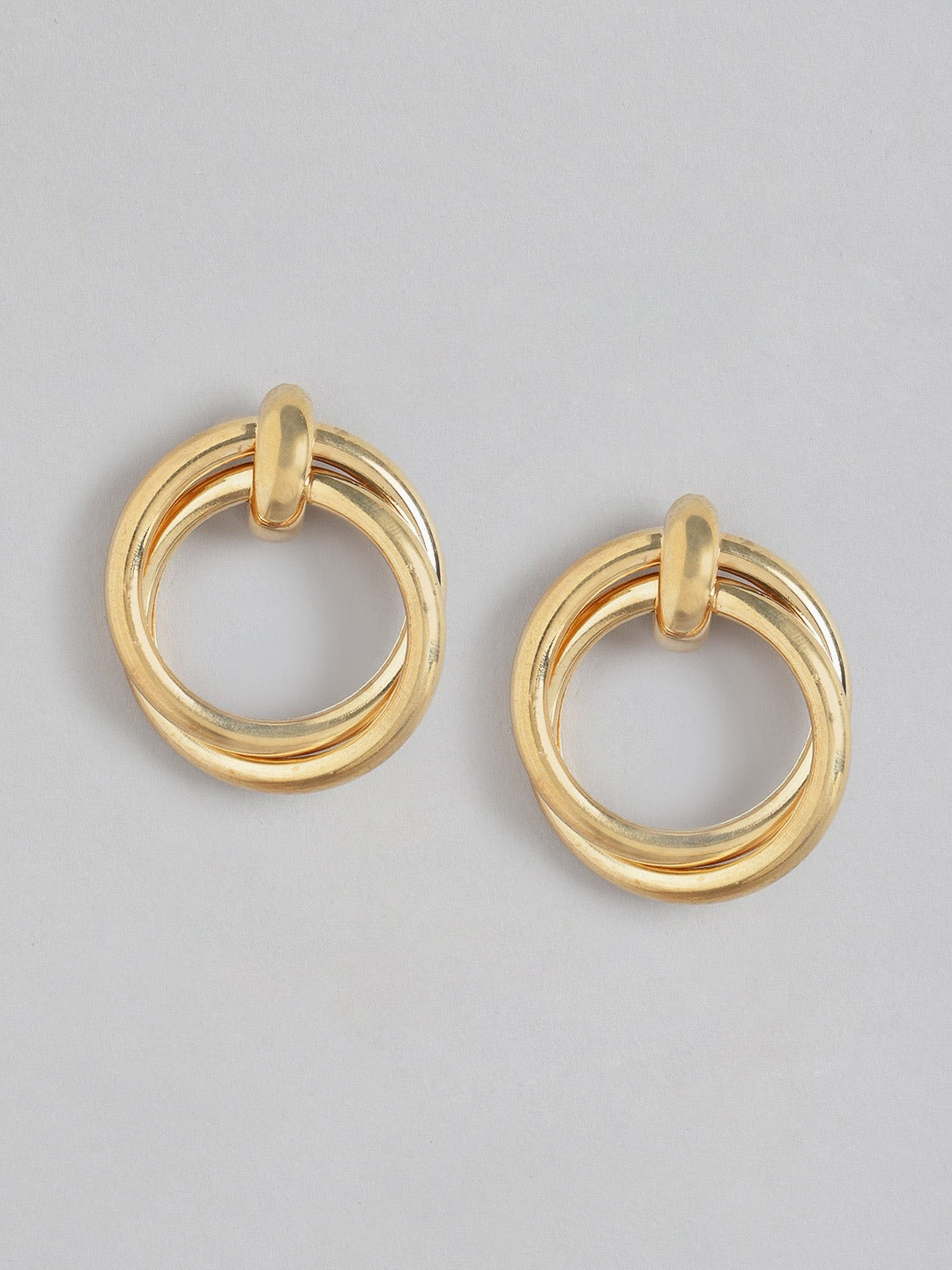 Blueberry gold pleated circular drop earring