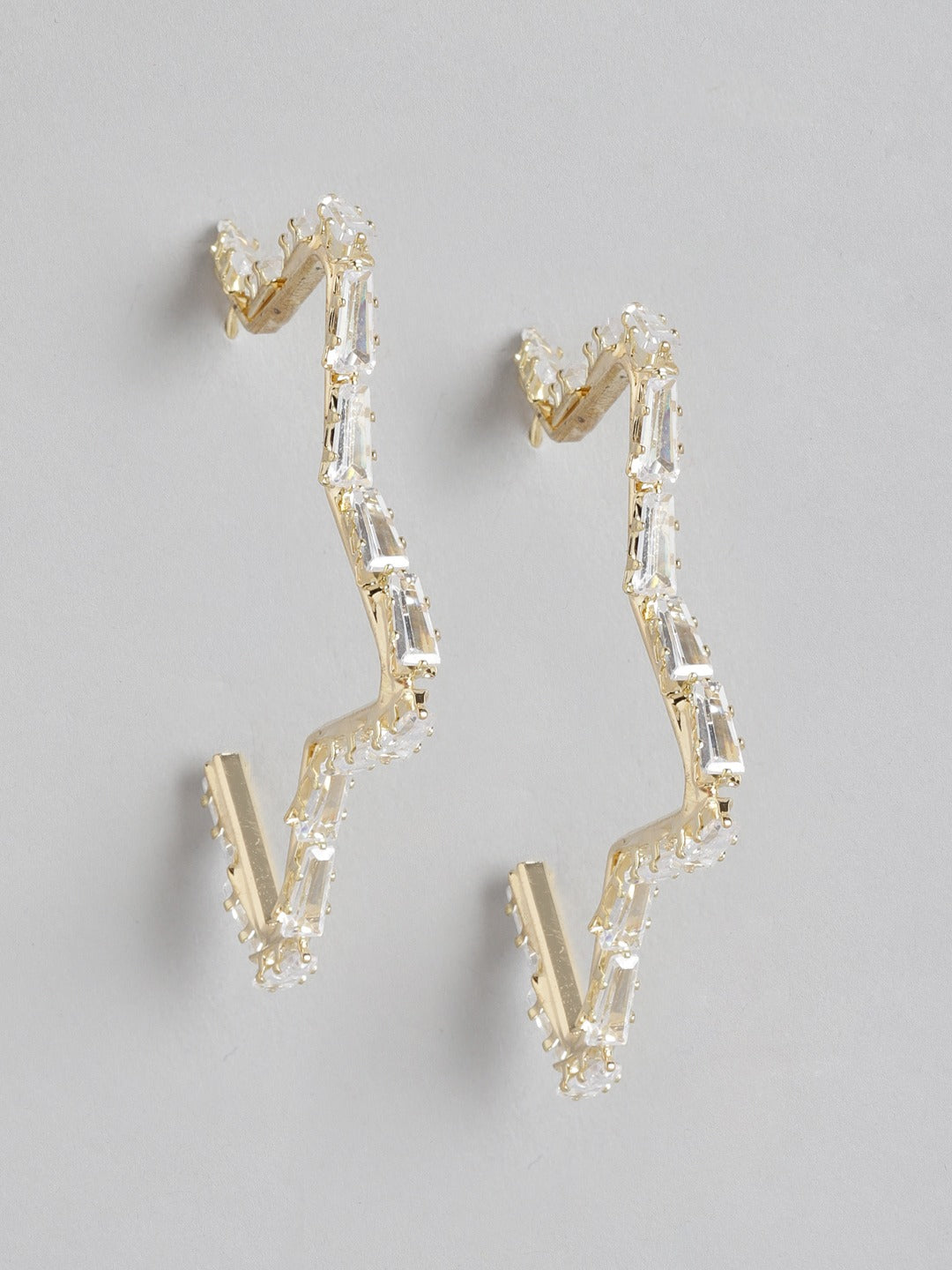 Blueberry gold pleated stone embellished star hoop earring