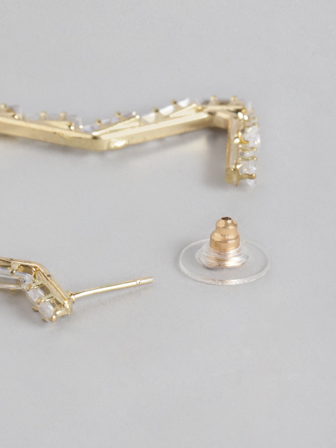 Blueberry gold pleated stone embellished star hoop earring