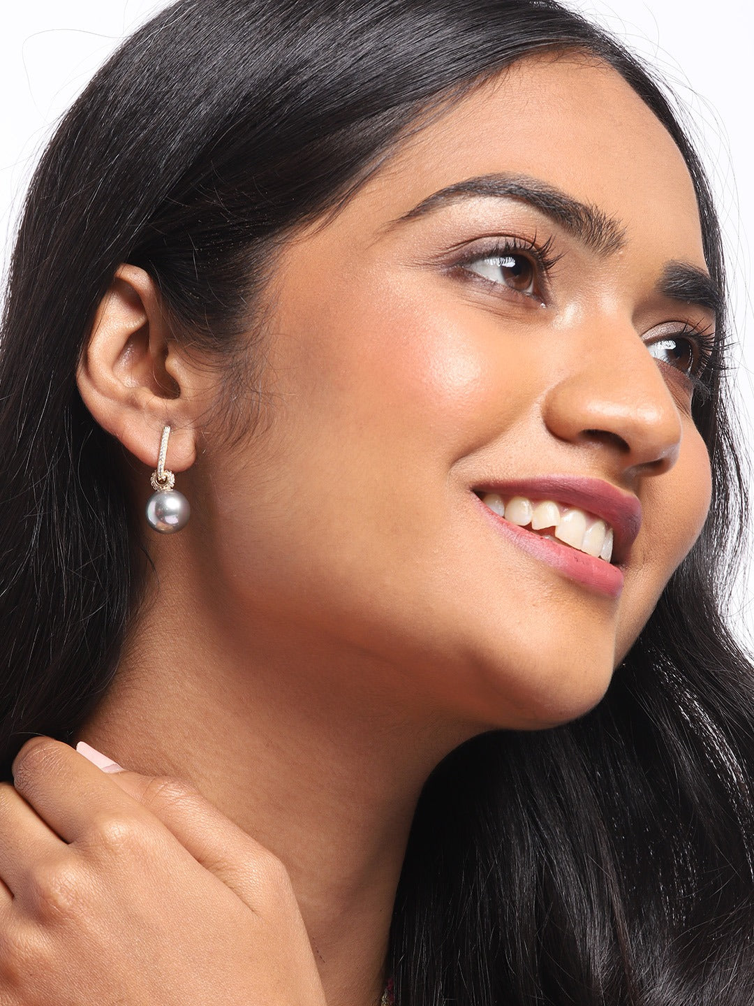 Blueberry Petra pearl drop earrings