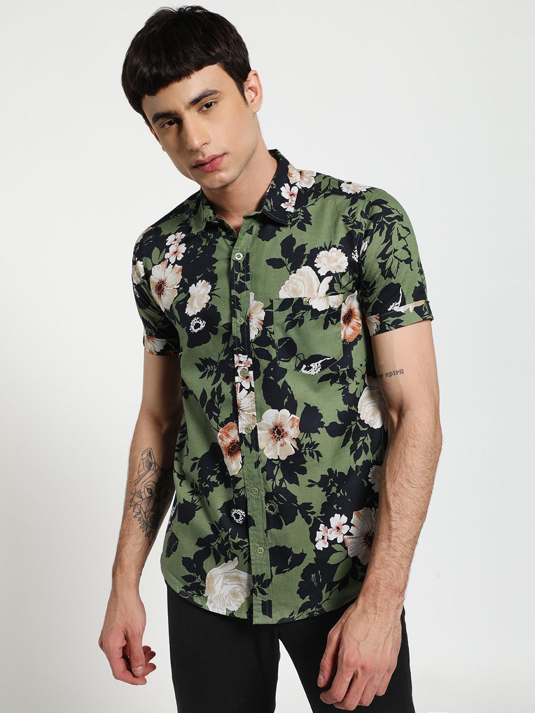 Lazy panda floral leaf print shirt