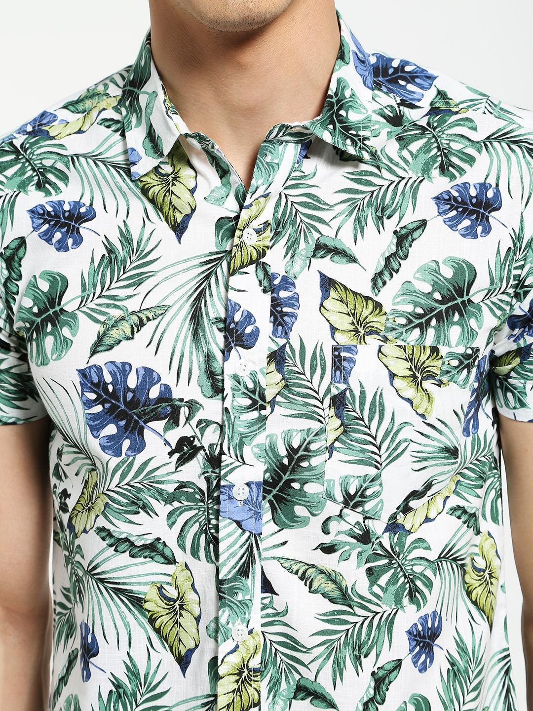 Lazy panda tropical leaf print shirt