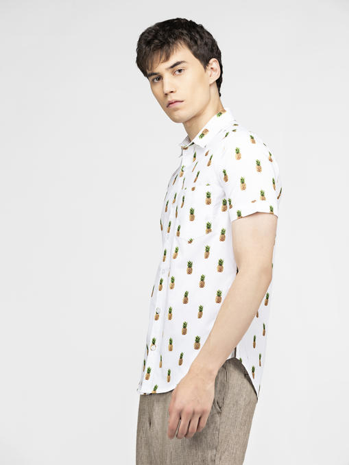 Pineapple printed off white shirt