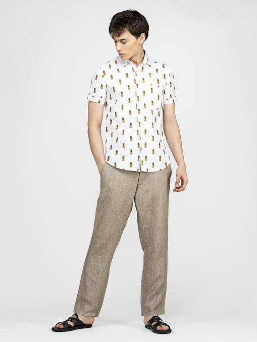 Pineapple printed off white shirt
