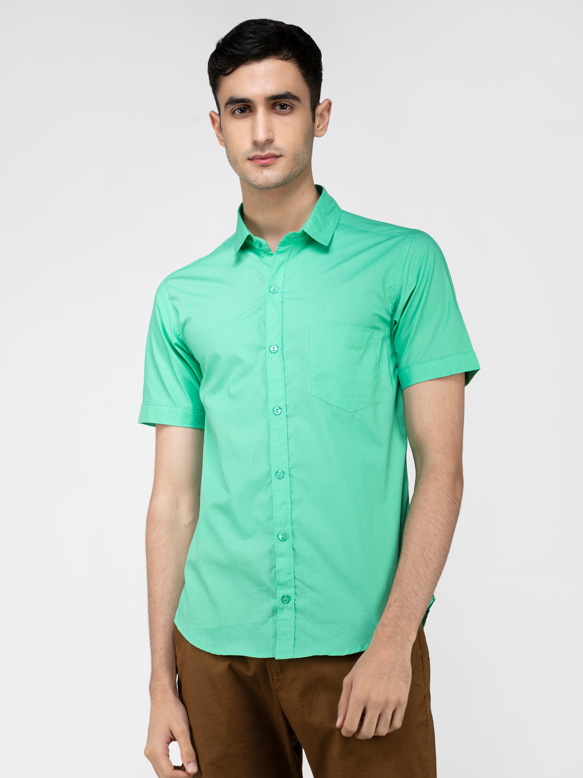 Lazy panda grass green solid shirt