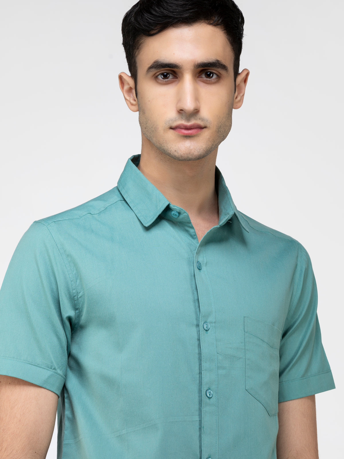 Lazy panda sea green solid shirt
