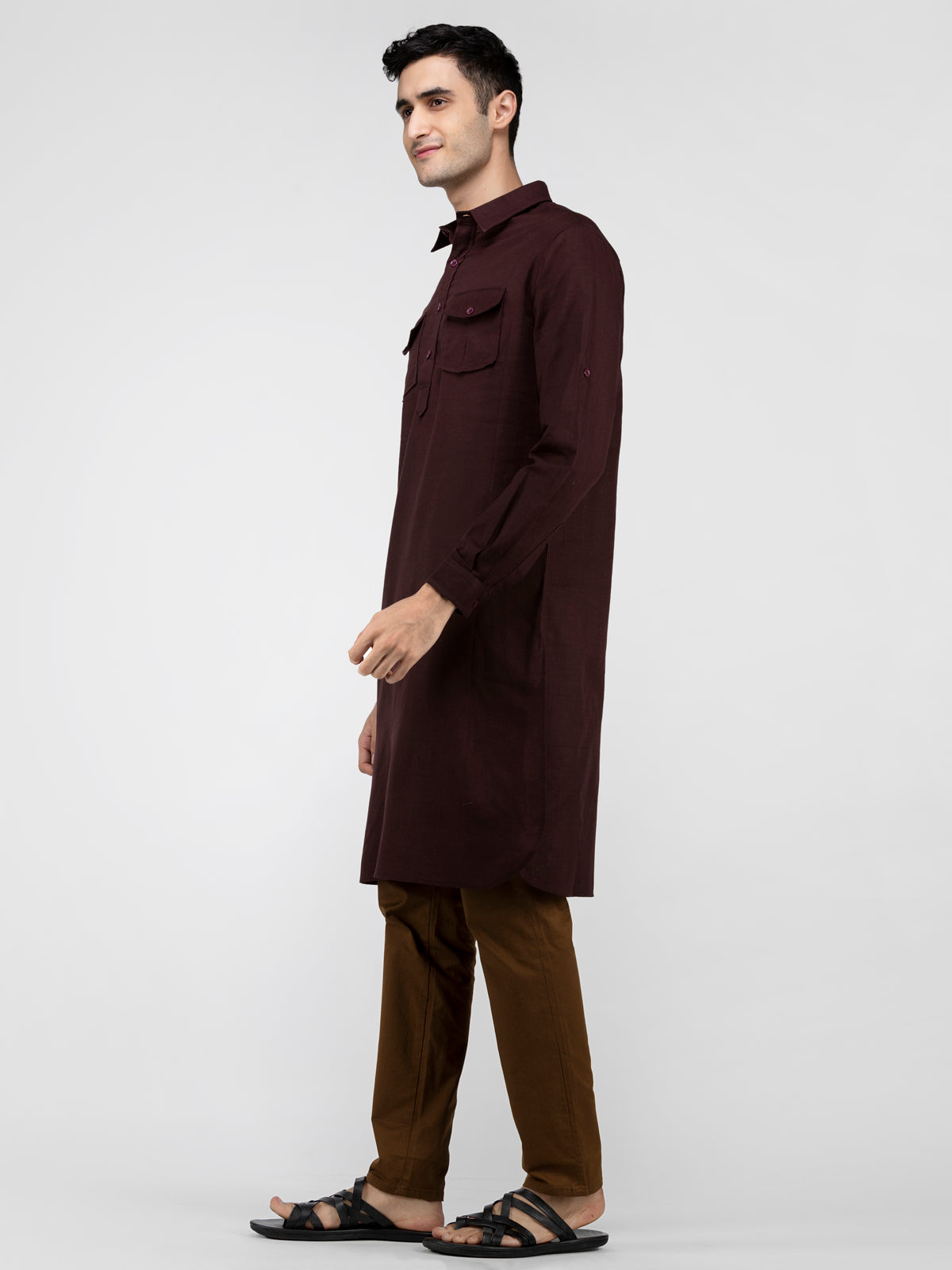Lazy panda brown cotton kurta