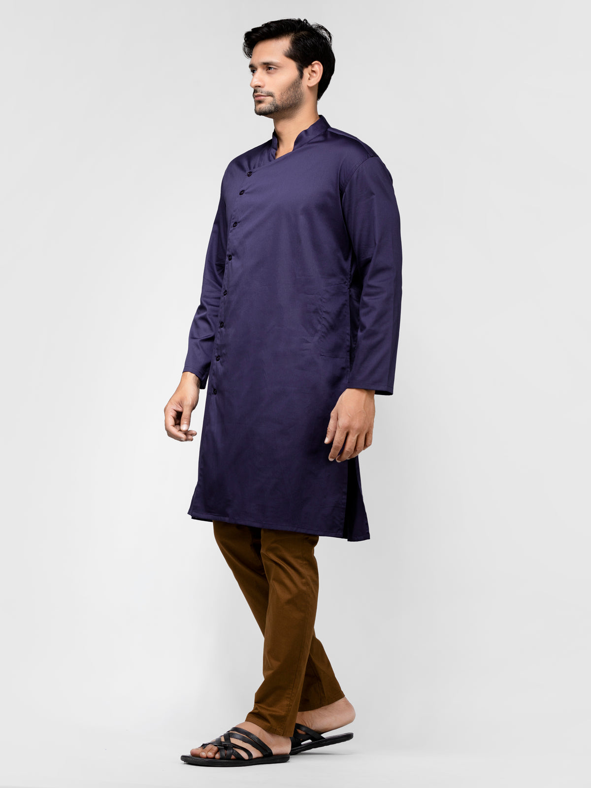 Lazy panda navy blue cotton men kurta