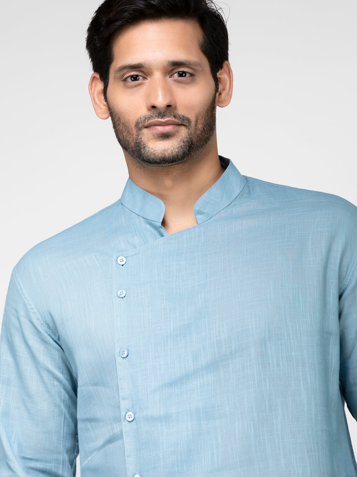 Lazy panda sky blue cotton men kurta