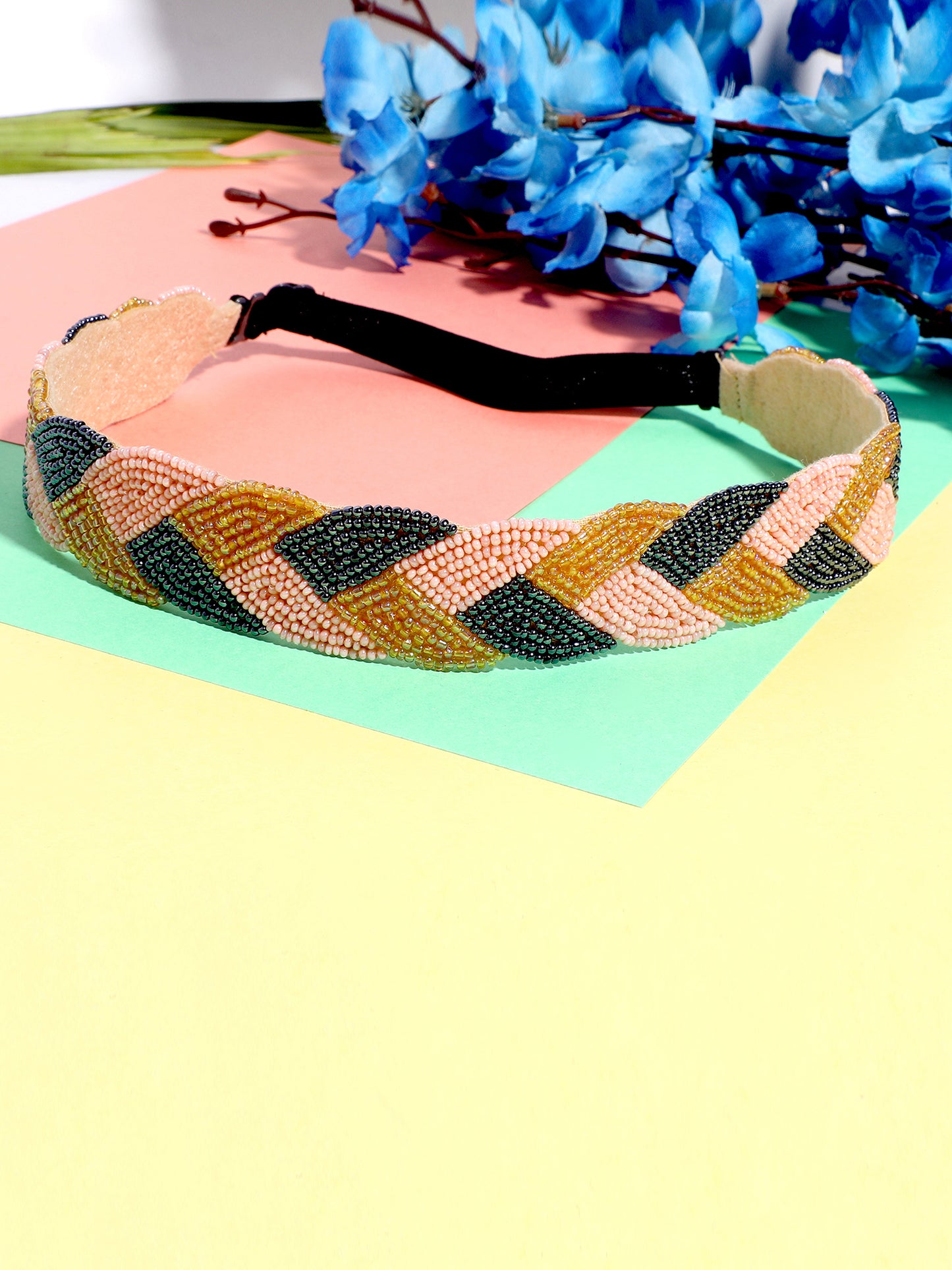 Blueberry multi beads hand embellished hairband