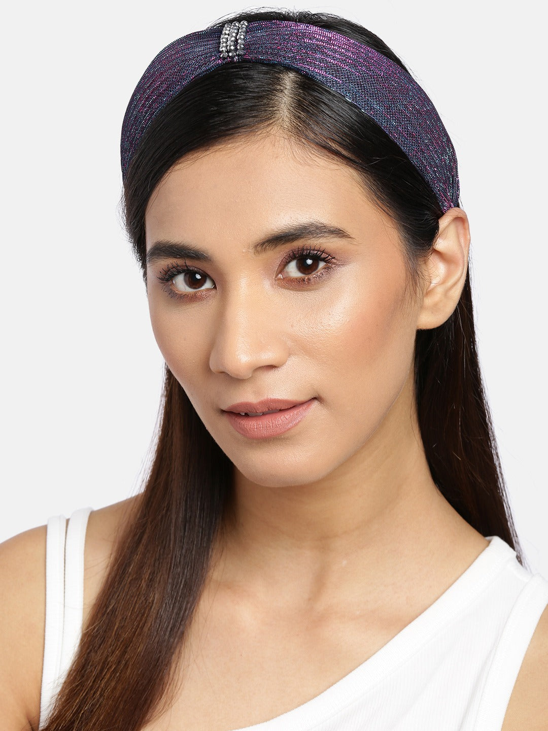 Blueberry Purple simar fabric beaded hair band
