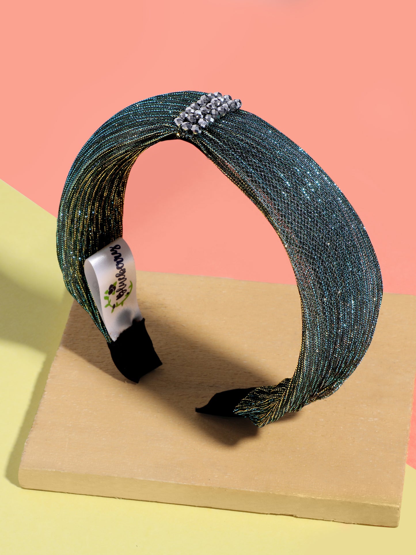 Blueberry green simar fabric beaded hair band