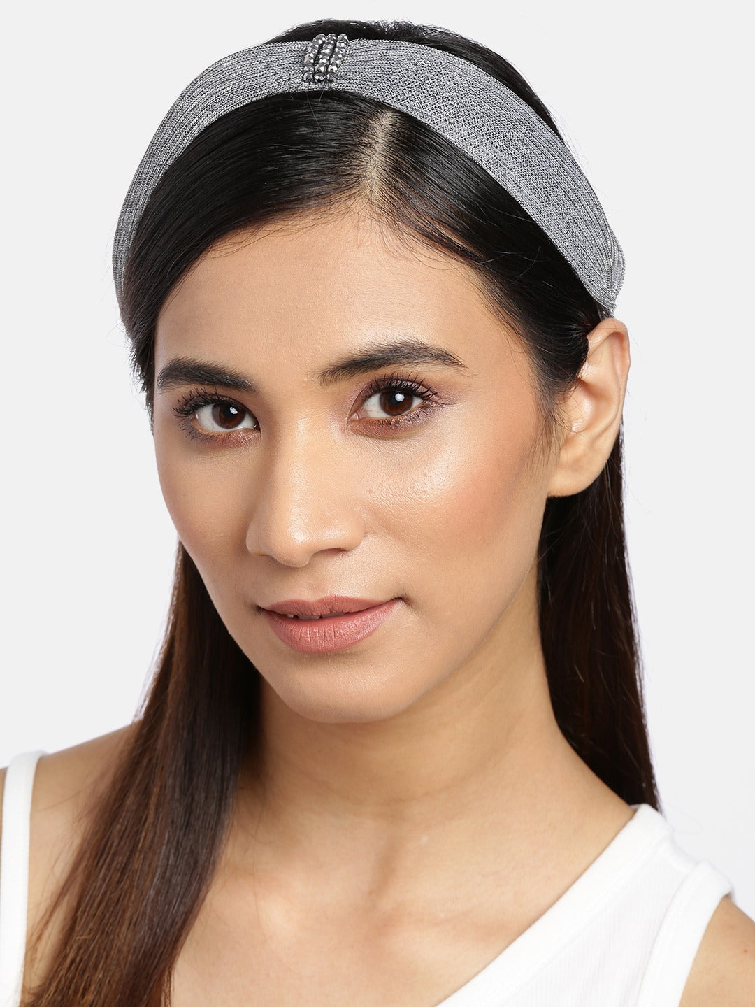 Blueberry silver simar fabric beaded hair band