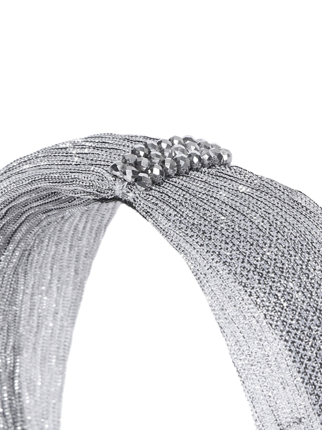 Blueberry silver simar fabric beaded hair band