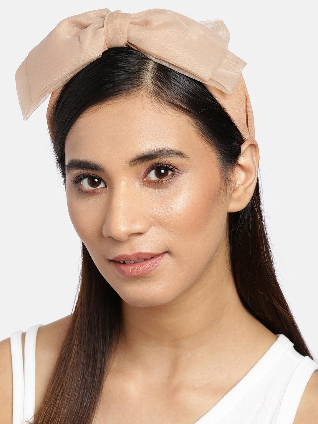 Blueberry Beige net fabric knot hair band