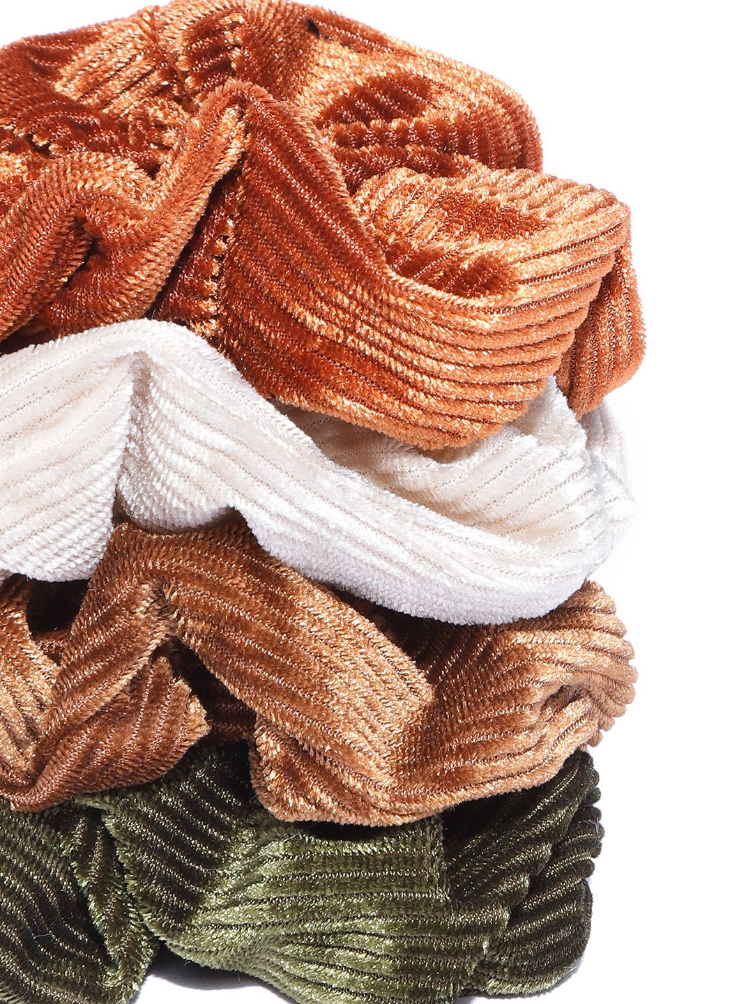 Blueberry set of 4 multi color stripe velvet scrunchies