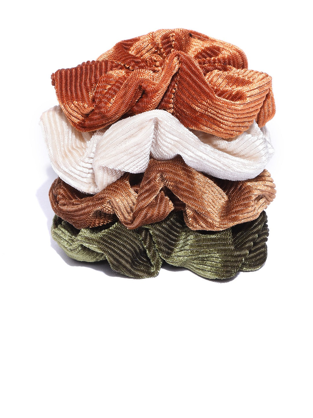 Blueberry set of 4 multi color stripe velvet scrunchies