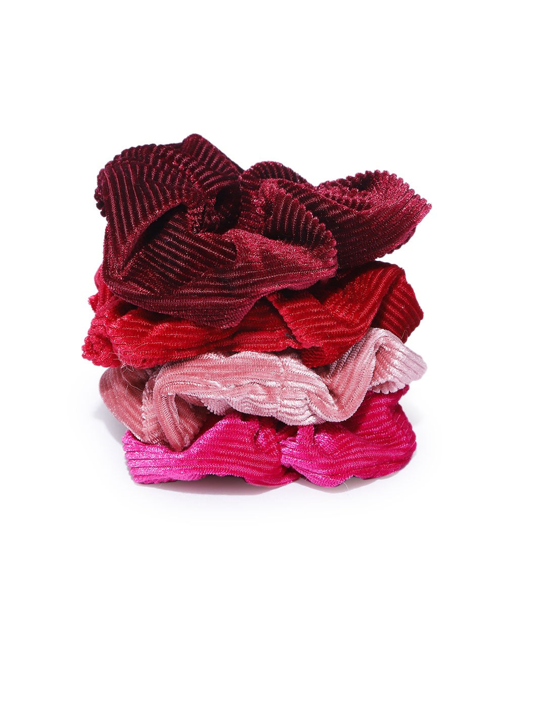Blueberry set of 4 multi color stripe velvet scrunchies