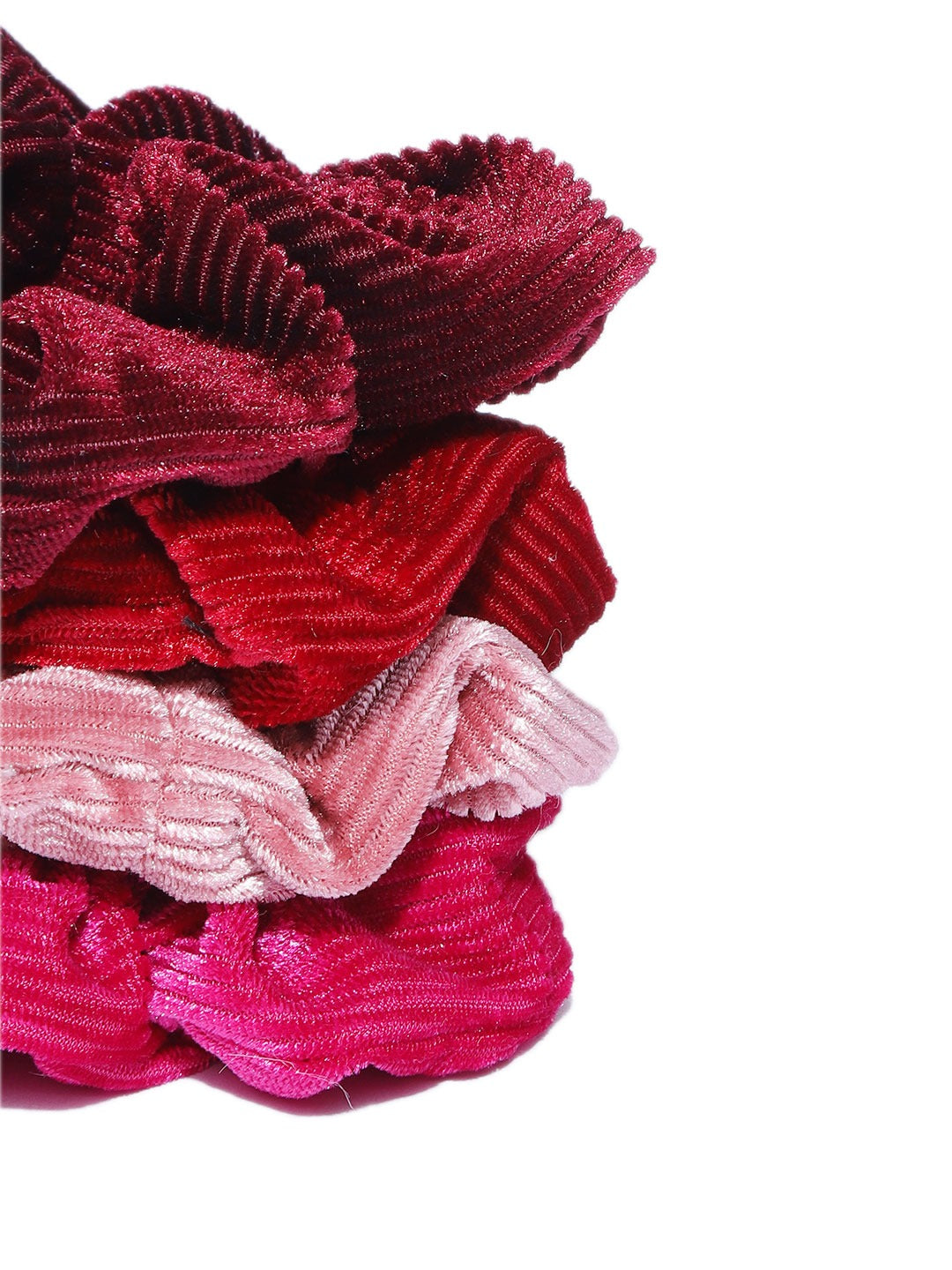 Blueberry set of 4 multi color stripe velvet scrunchies