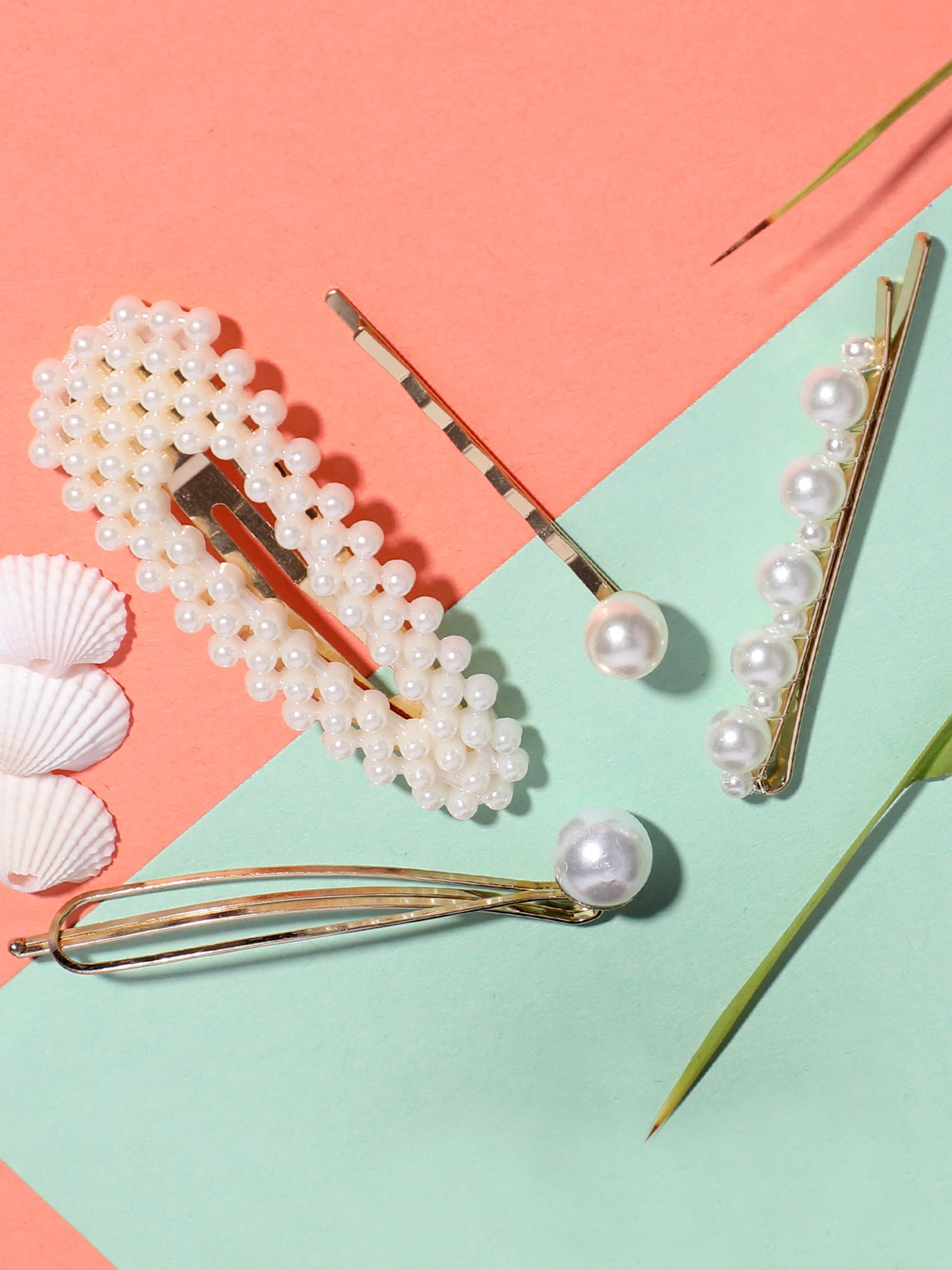 Blueberry set of 4 pearl embellished hair clips