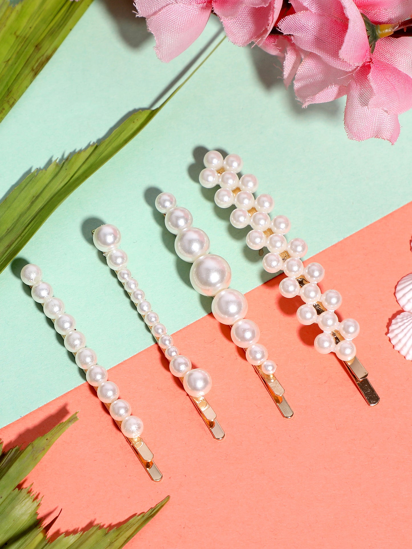 Blueberry set of 4 pearl embellished hair clips