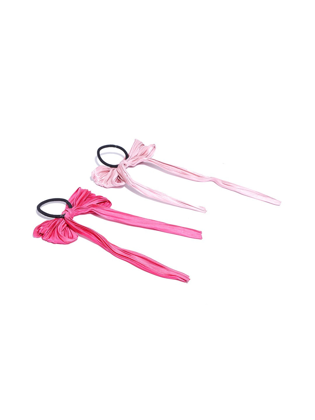 Blueberry set of 2 pink and peach satin knoted scrunchies