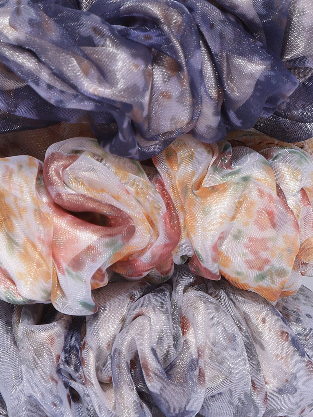 Blueberry set of 3 multi color scrunchies